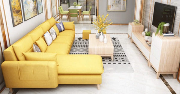 Sofa vàng dùng cho phòng khách