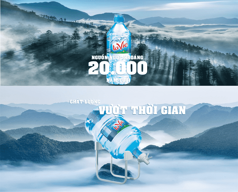 Nước khoáng La Vie có dạng chai và bình nước 19L tiện dụng