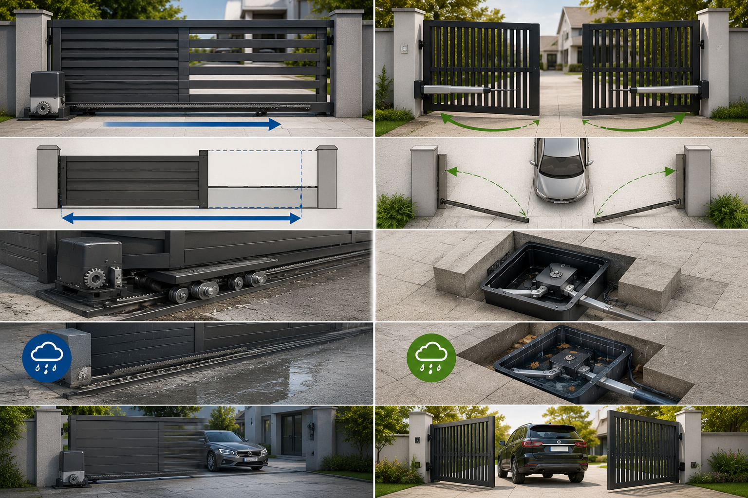 So sánh chi tiết cổng trượt và cổng mở