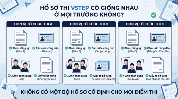 Điểm khác biệt giữa các trường của hồ sơ VSTEP