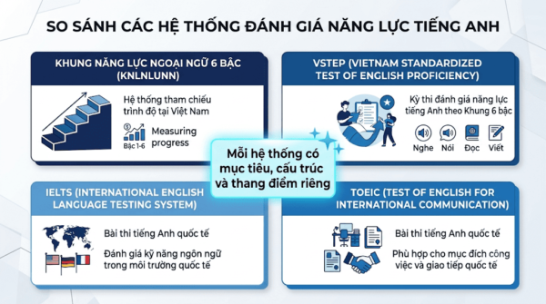 So sánh các hệ thống đánh giá năng lực theo tiếng anh