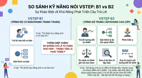 Sự khác nhau giữa Speaking B1 và B2