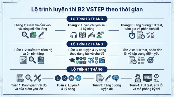 Lộ trình luyện thi B2 VSTEP theo thời gian